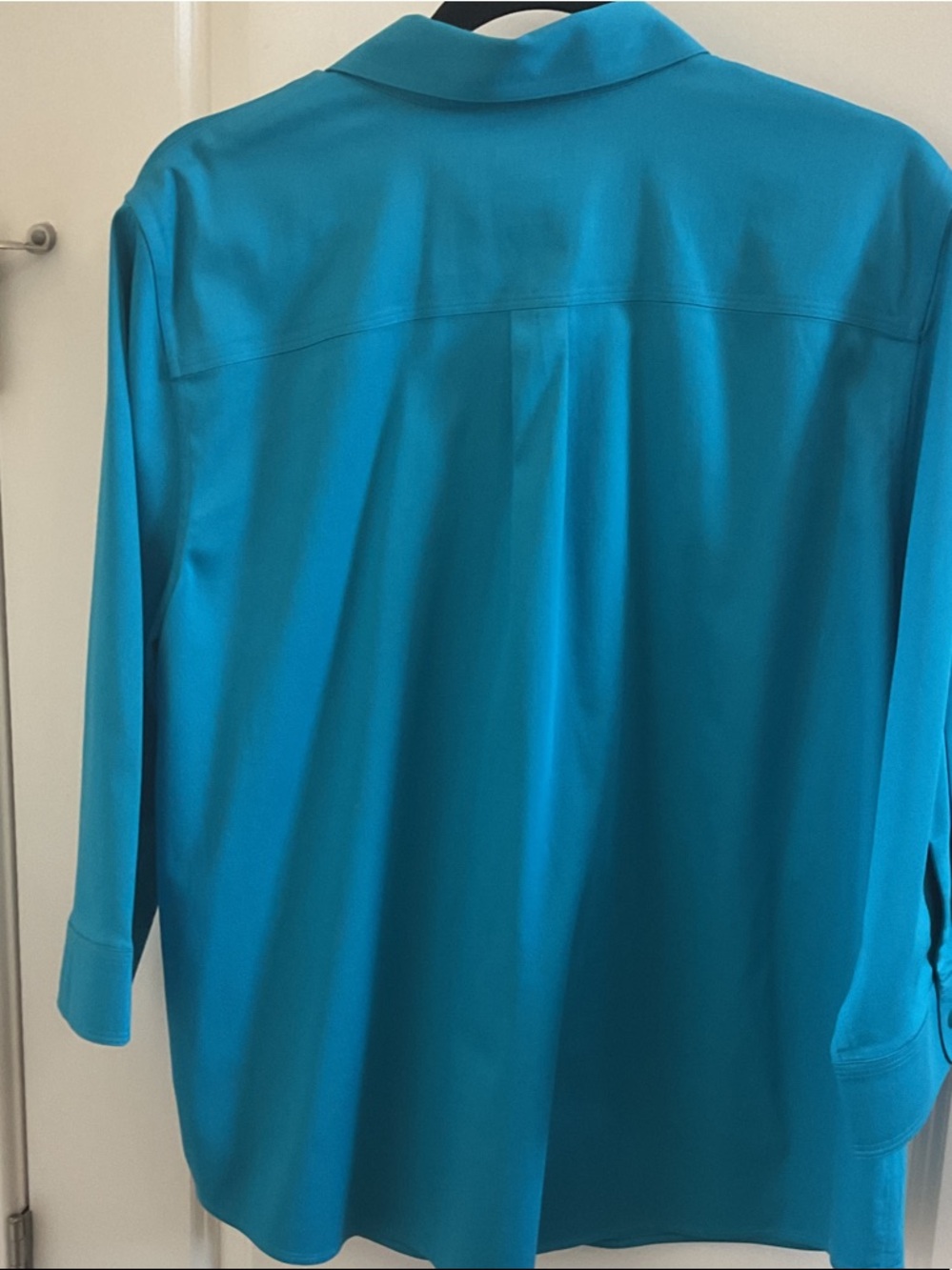 Chico's Vibrant Teal Button-Front Blouse - Picture 4 of 11